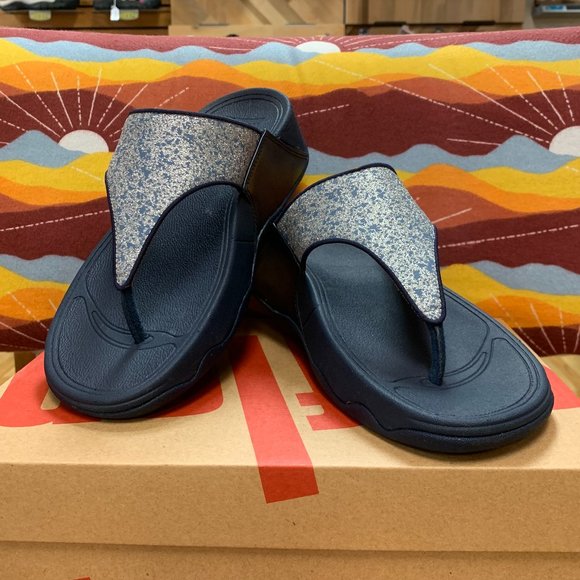 Fitflop | Shoes | Fitflop Lulu Glitter Splash Wide Fit Toepost Sandal  Midnight Navy | Poshmark